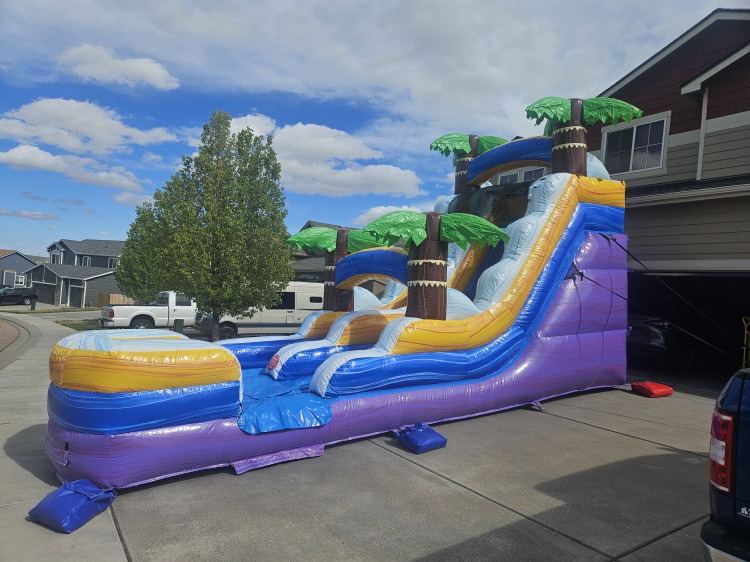 15' Tropical Marble inflatable water slide